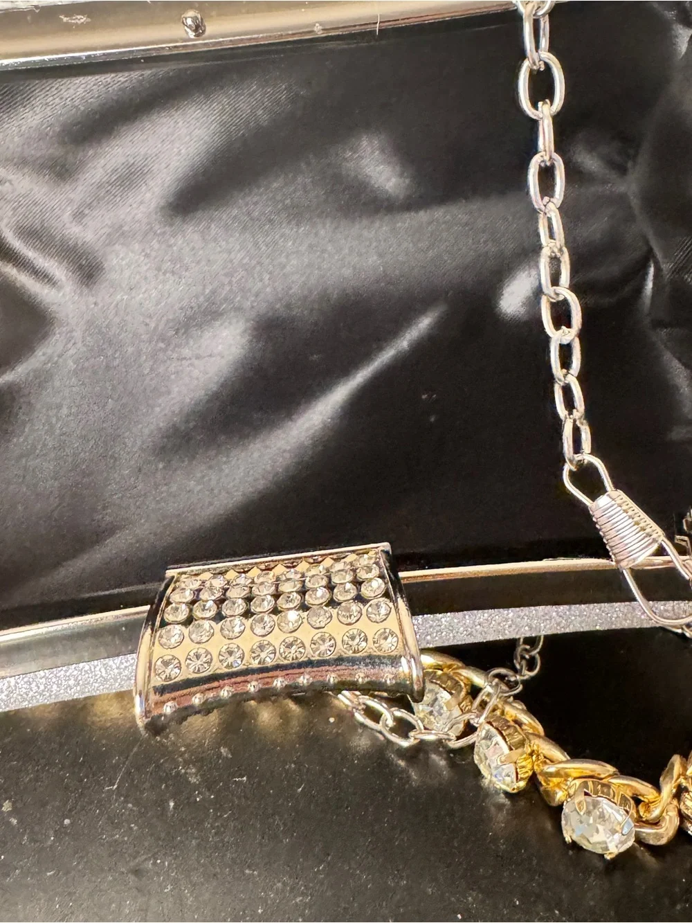 Silver Crystal Embellished Evening Clutch